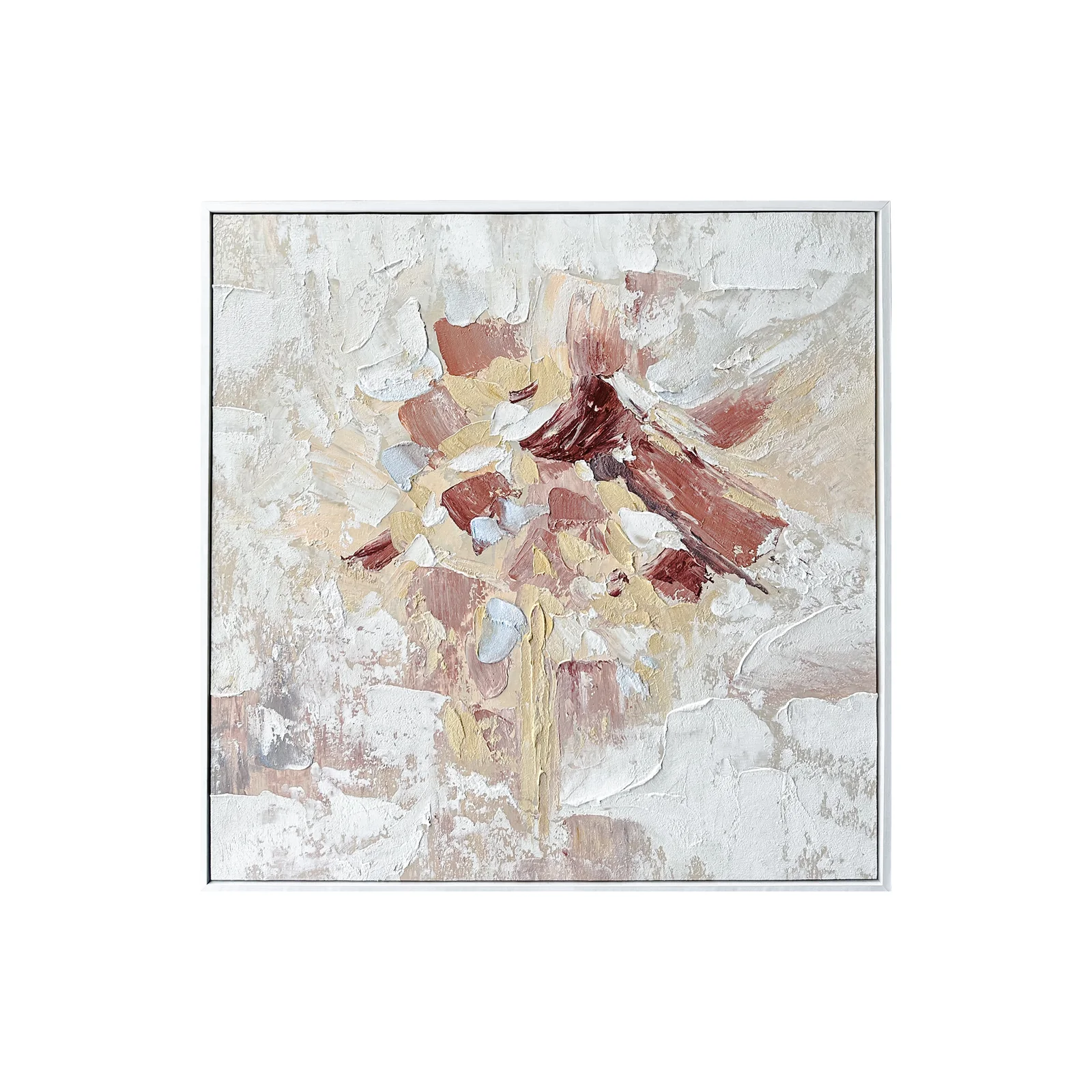 Bloom Framed Canvas 3D Wall Art 105 x 105cm in White