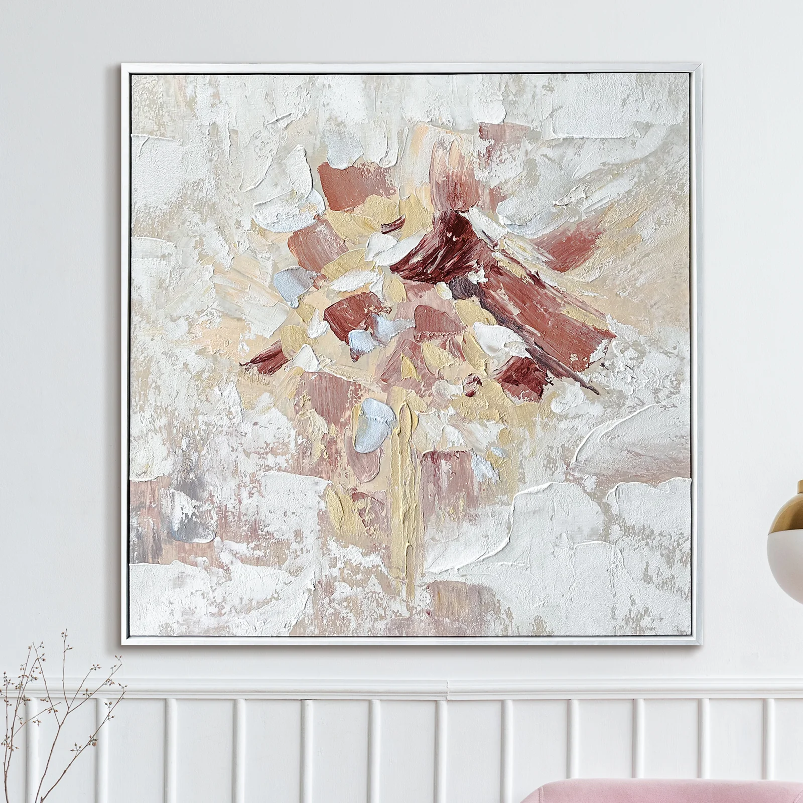 Bloom Framed Canvas 3D Wall Art 105 x 105cm in White - Image 2
