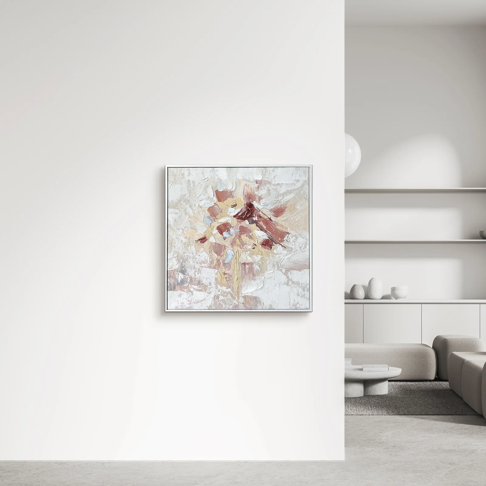 Bloom Framed Canvas 3D Wall Art 105 x 105cm in White - Image 6