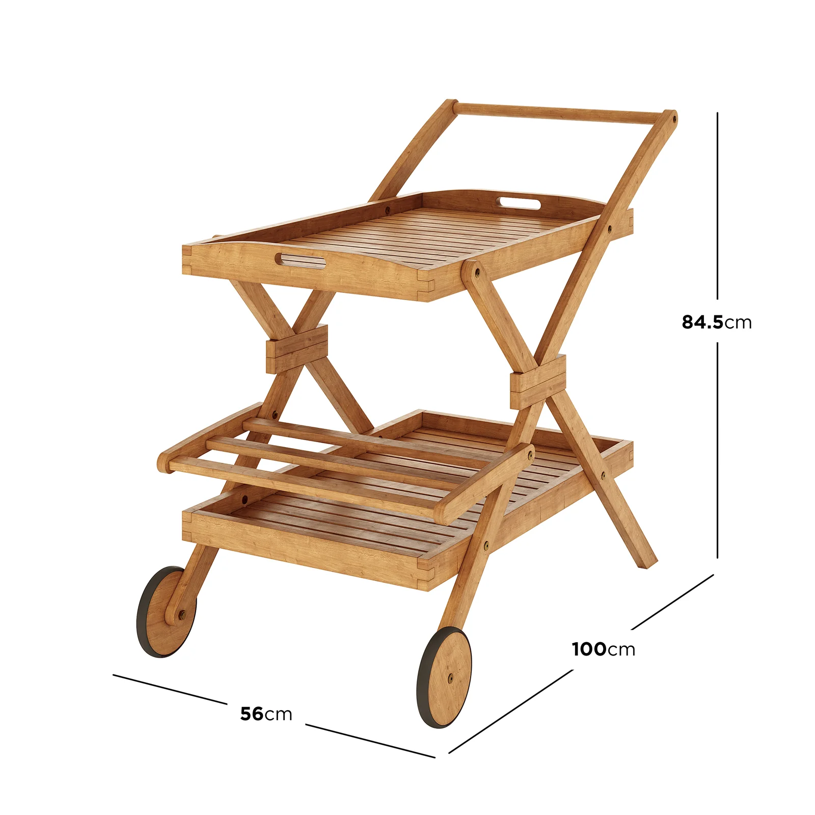 Boca Hardwood Outdoor Kitchen Trolley Cart in Natural - Image 4