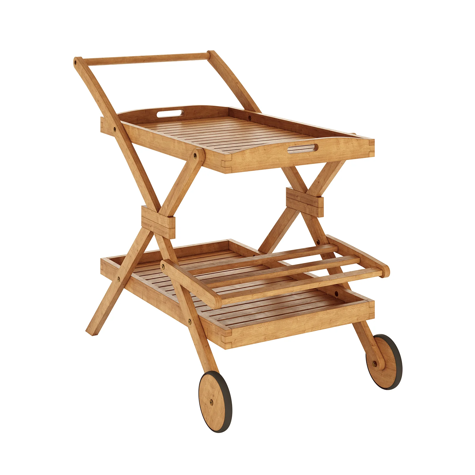 Boca Hardwood Outdoor Kitchen Trolley Cart in Natural - Image 5