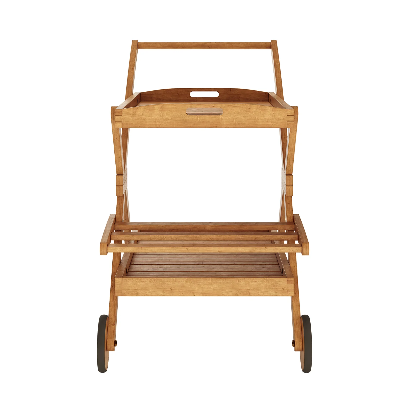 Boca Hardwood Outdoor Kitchen Trolley Cart in Natural - Image 6
