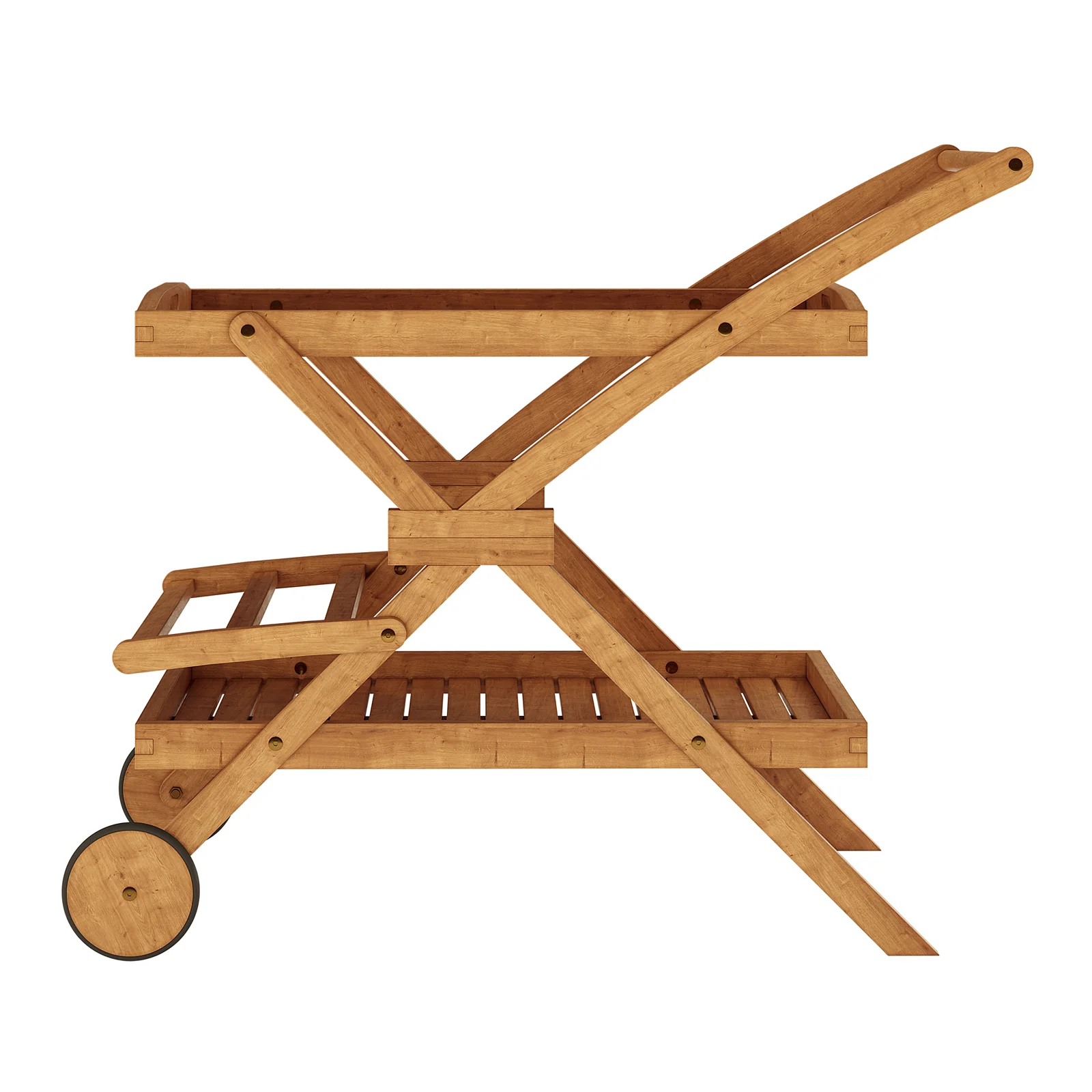Boca Hardwood Outdoor Kitchen Trolley Cart in Natural - Image 7