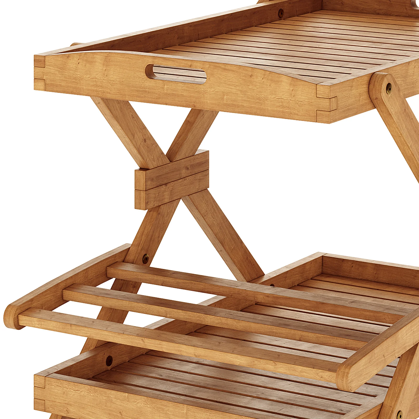 Boca Hardwood Outdoor Kitchen Trolley Cart in Natural - Image 8