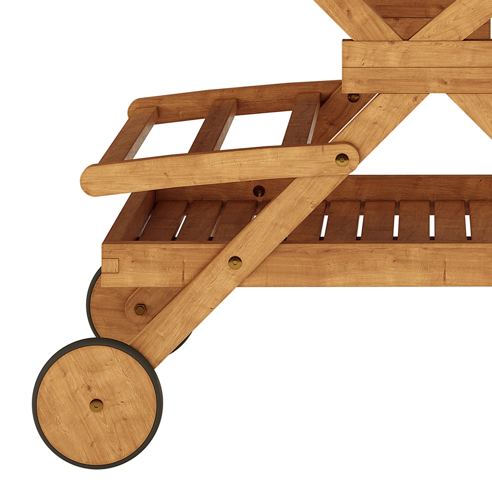 Boca Hardwood Outdoor Kitchen Trolley Cart in Natural - Image 9