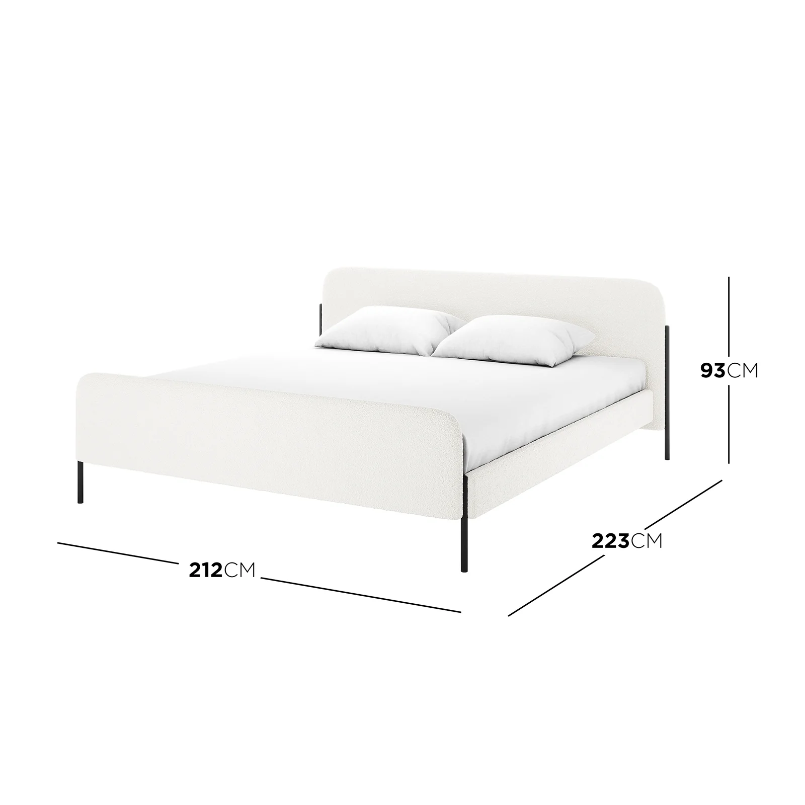 Bonny King Boucle Bed Fabric Frame in Cream White - Image 3