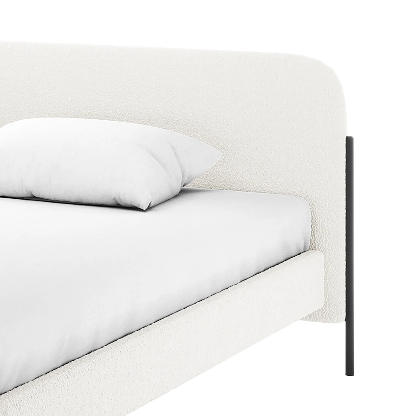 Bonny King Boucle Bed Fabric Frame in Cream White - Image 6