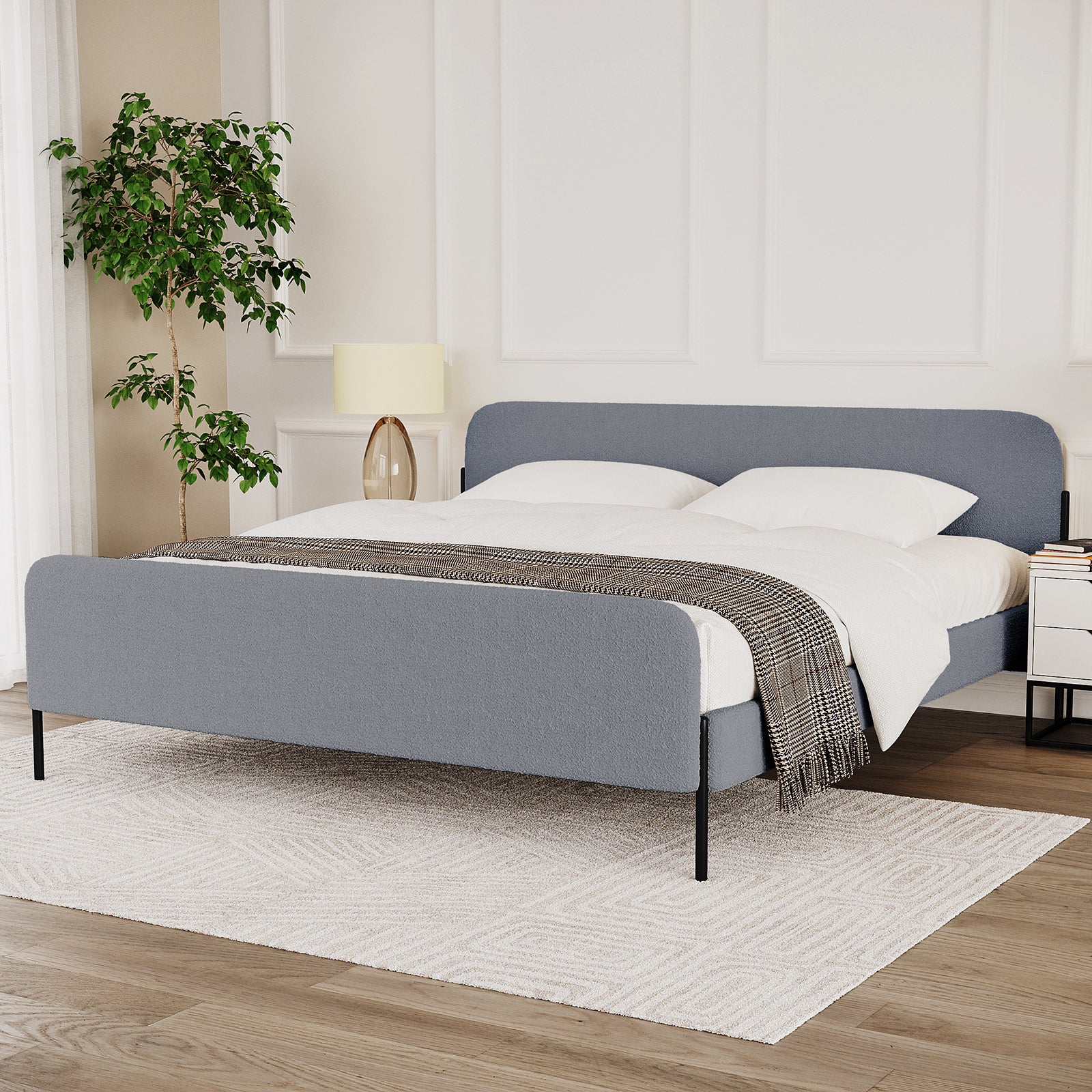 Bonny King Boucle Bed Frame in Grey - Image 2