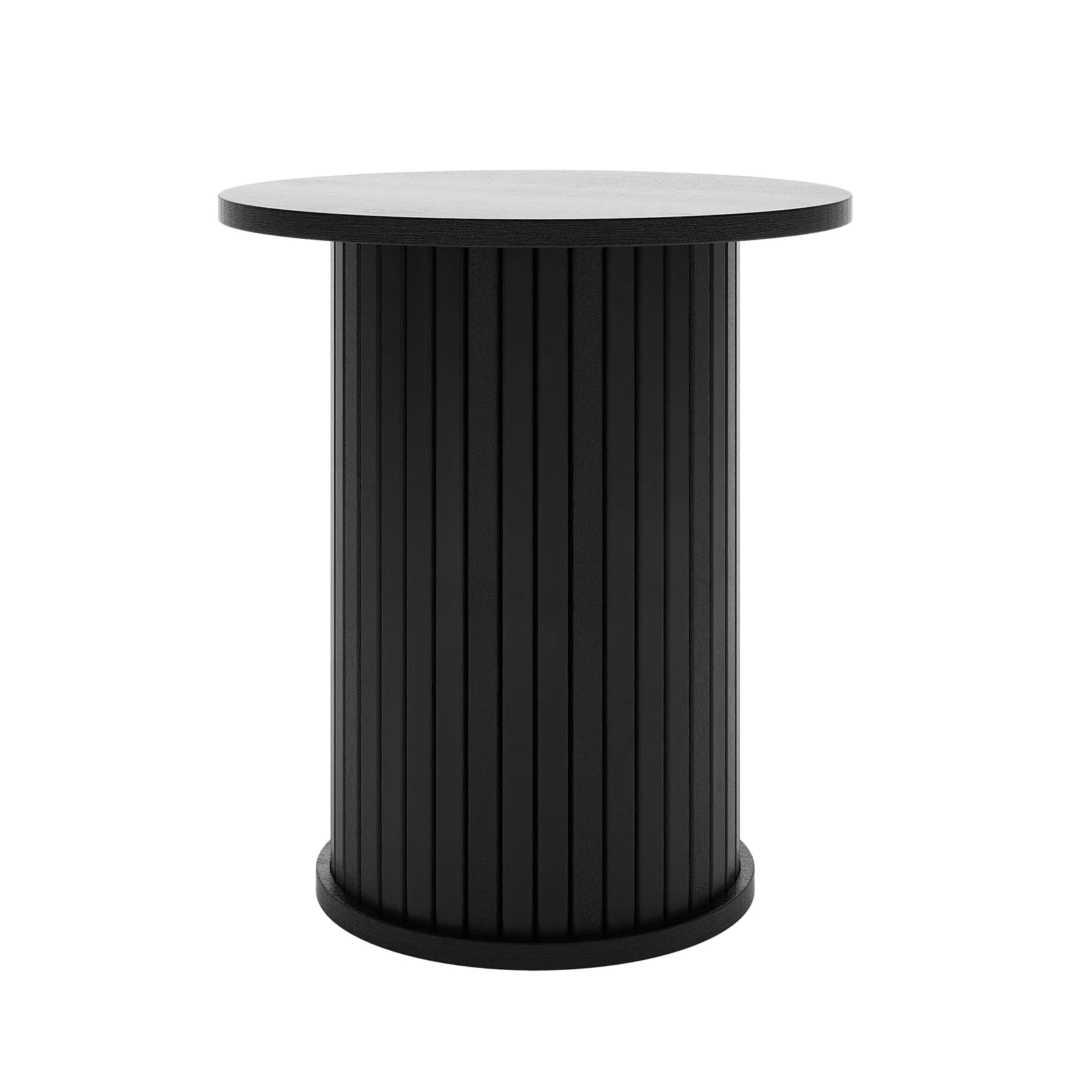 Booker 50cm Round Fluted Oak Side Table in Black