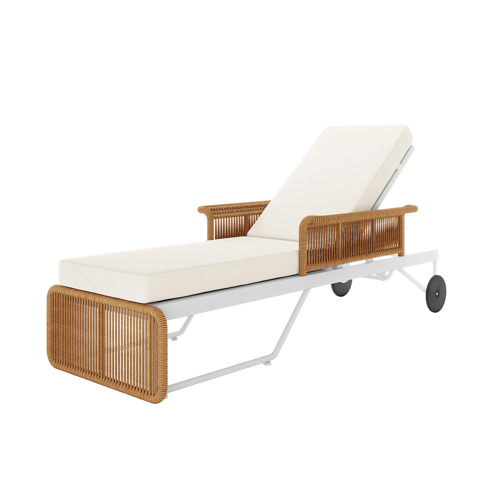 Boonoo Premium Rattan Outdoor Sun Lounger in Cream White