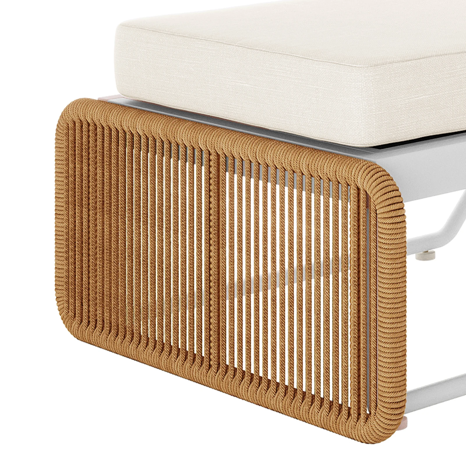 Boonoo Premium Rattan Outdoor Sun Lounger in Cream White - Image 15