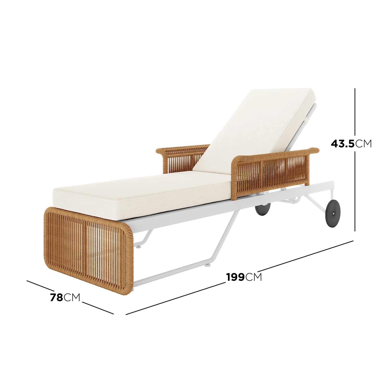 Boonoo Premium Rattan Outdoor Sun Lounger in Cream White - Image 3