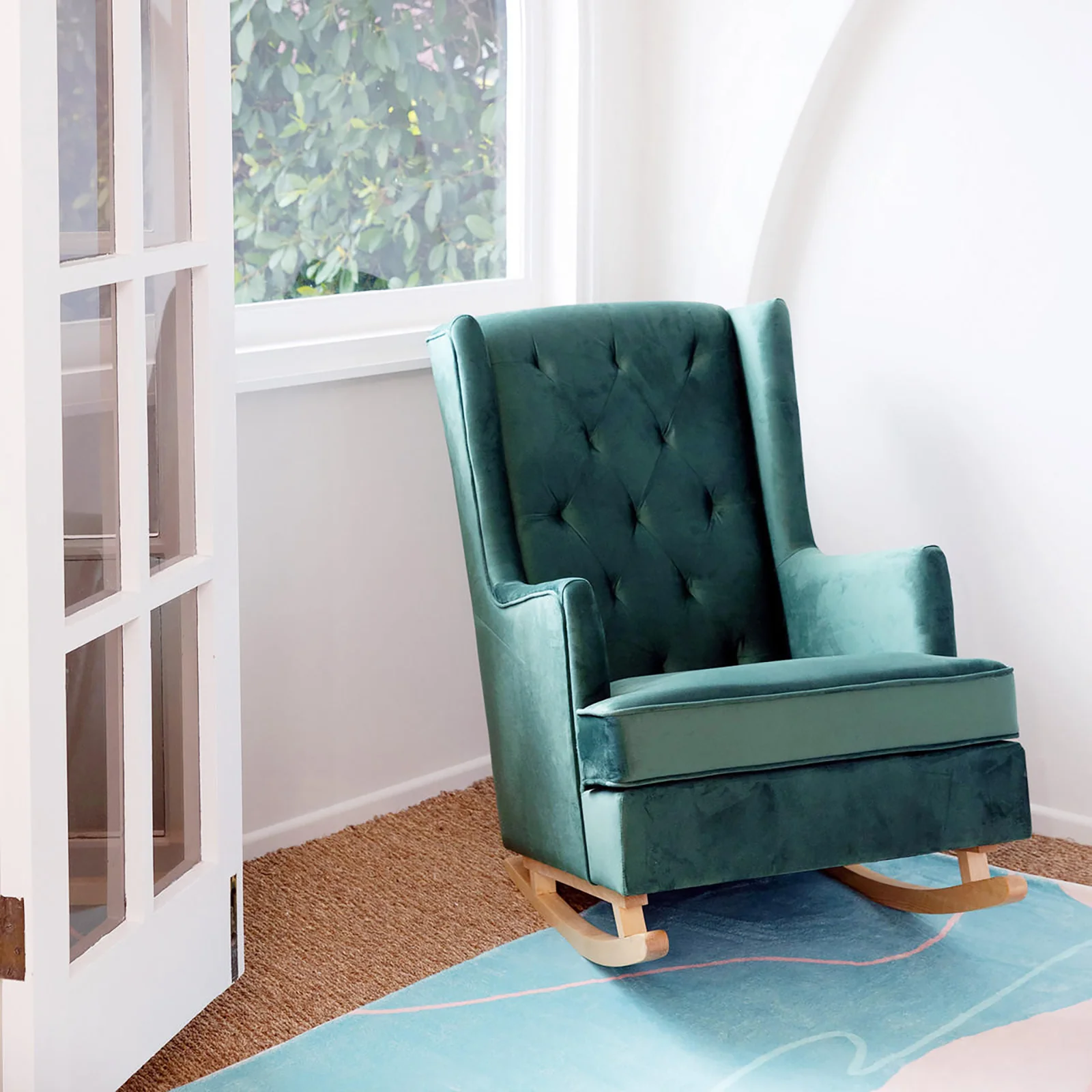 Brandt 2-in-1 Convertible Rocking Armchair in Forest Green - Image 4