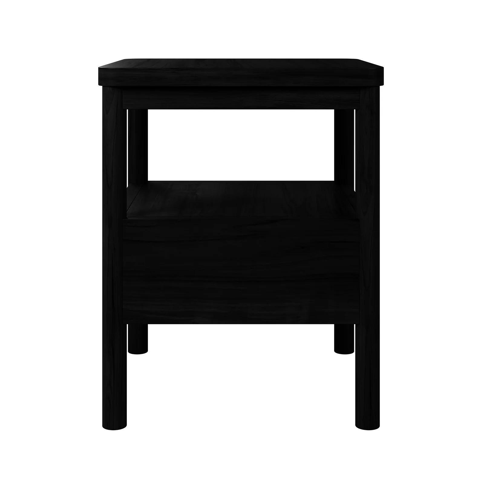 Brett Hardwood Bedside Table with Shelf & Drawer in Black - Image 6