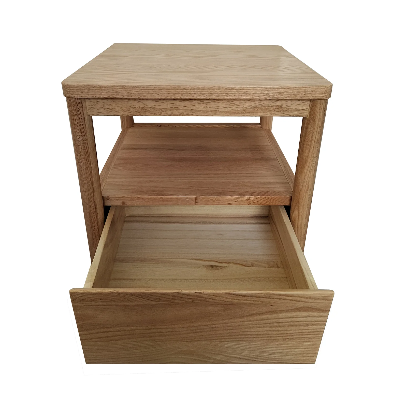 Brett Hardwood Bedside Table with Shelf & Drawer in Natural - Image 12