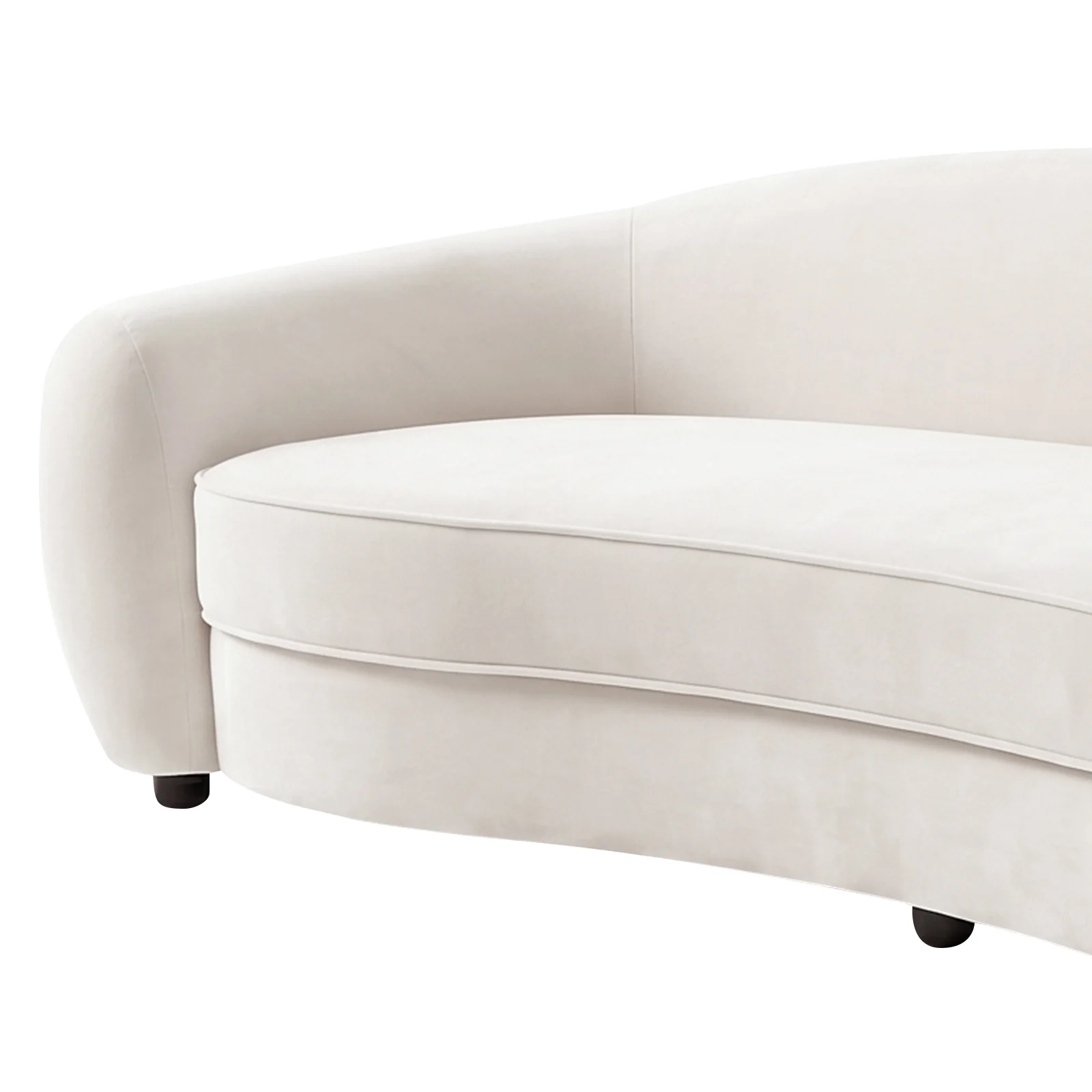 Brisol 3.5 Seater Velvet Curved Sofa in Cream White - Image 4