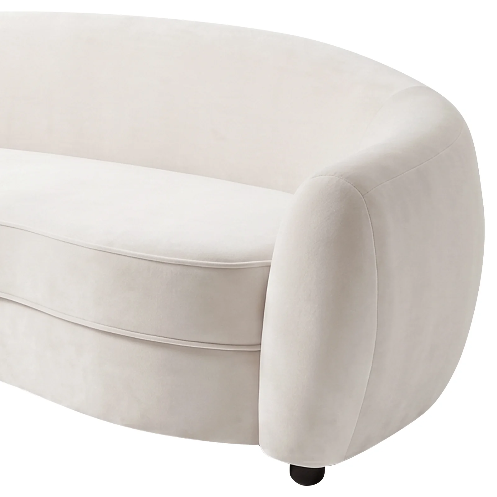 Brisol 3.5 Seater Velvet Curved Sofa in Cream White - Image 5