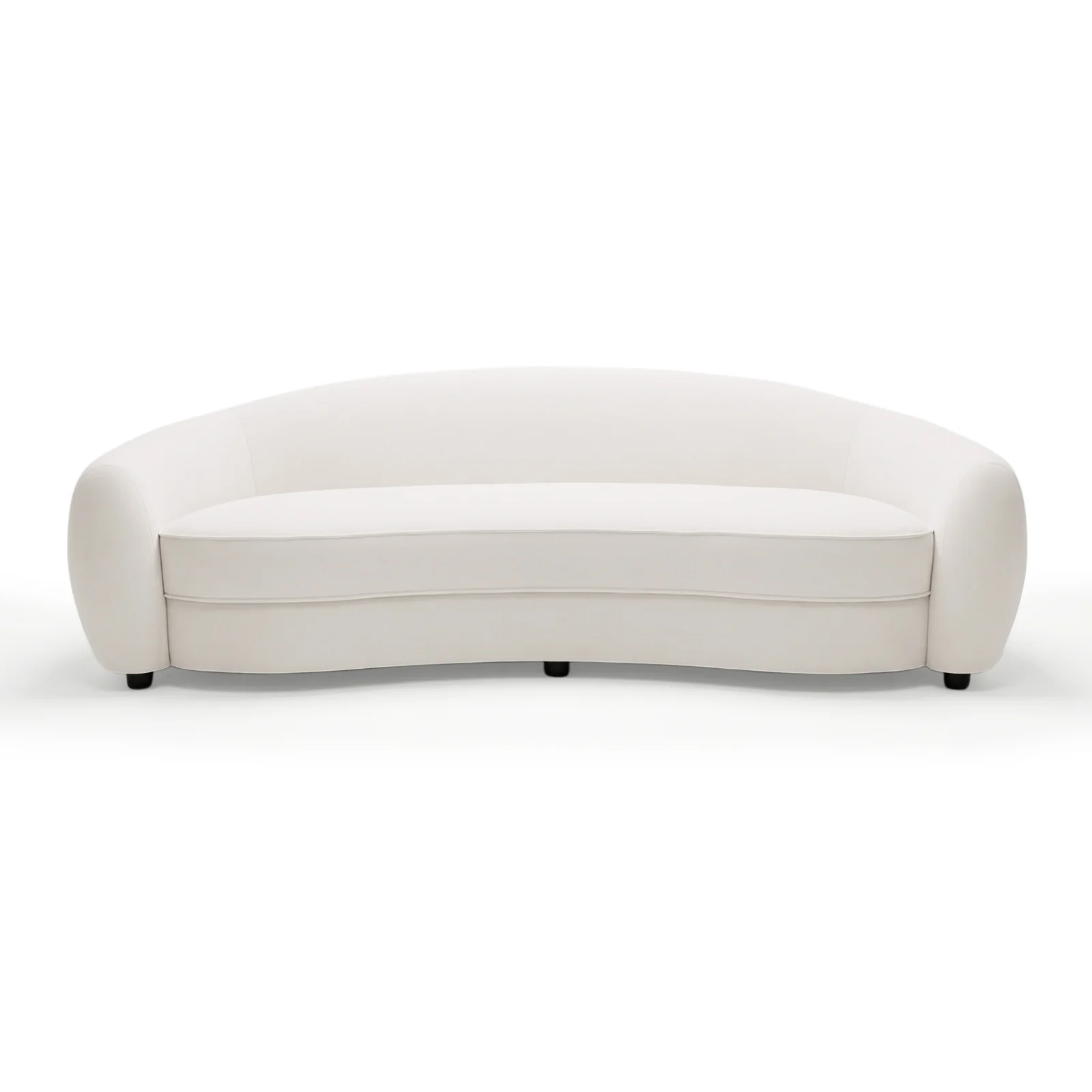 Brisol 3.5 Seater Velvet Curved Sofa in Cream White - Image 6