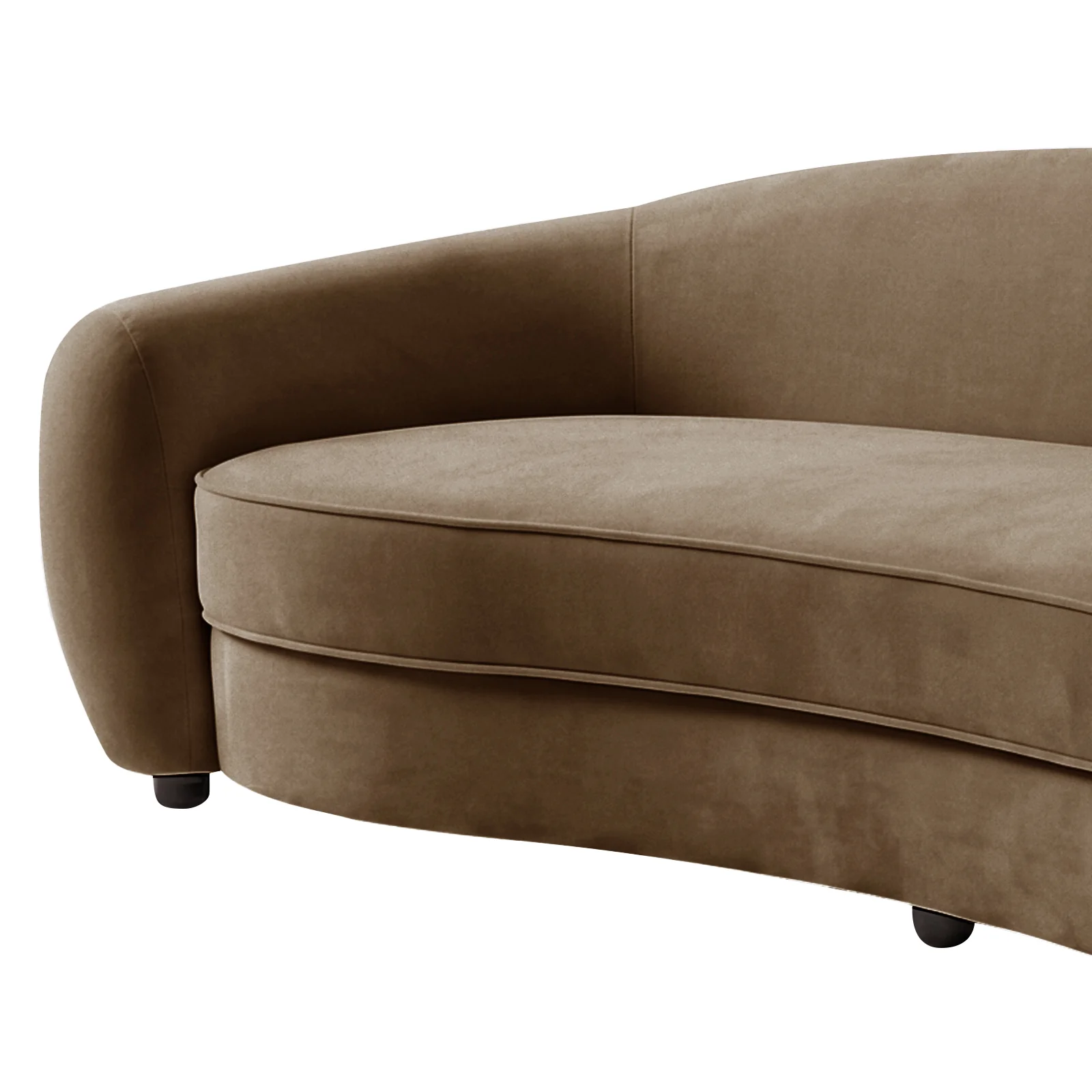 Brisol 3.5 Seater Velvet Curved Sofa in Warm Taupe Brown - Image 4