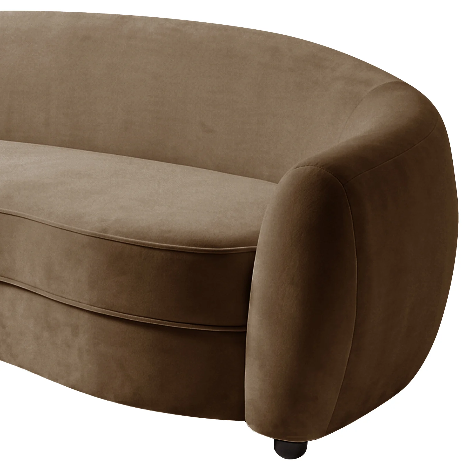Brisol 3.5 Seater Velvet Curved Sofa in Warm Taupe Brown - Image 5