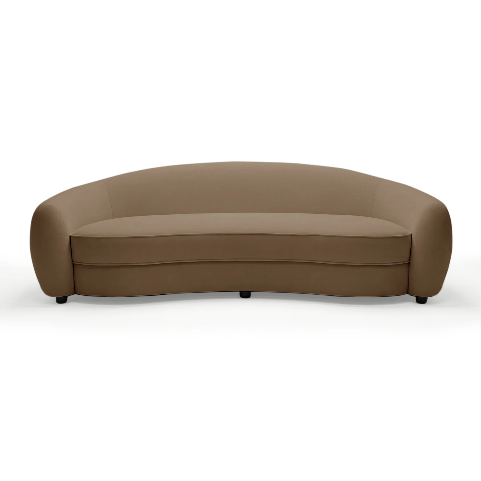 Brisol 3.5 Seater Velvet Curved Sofa in Warm Taupe Brown - Image 6