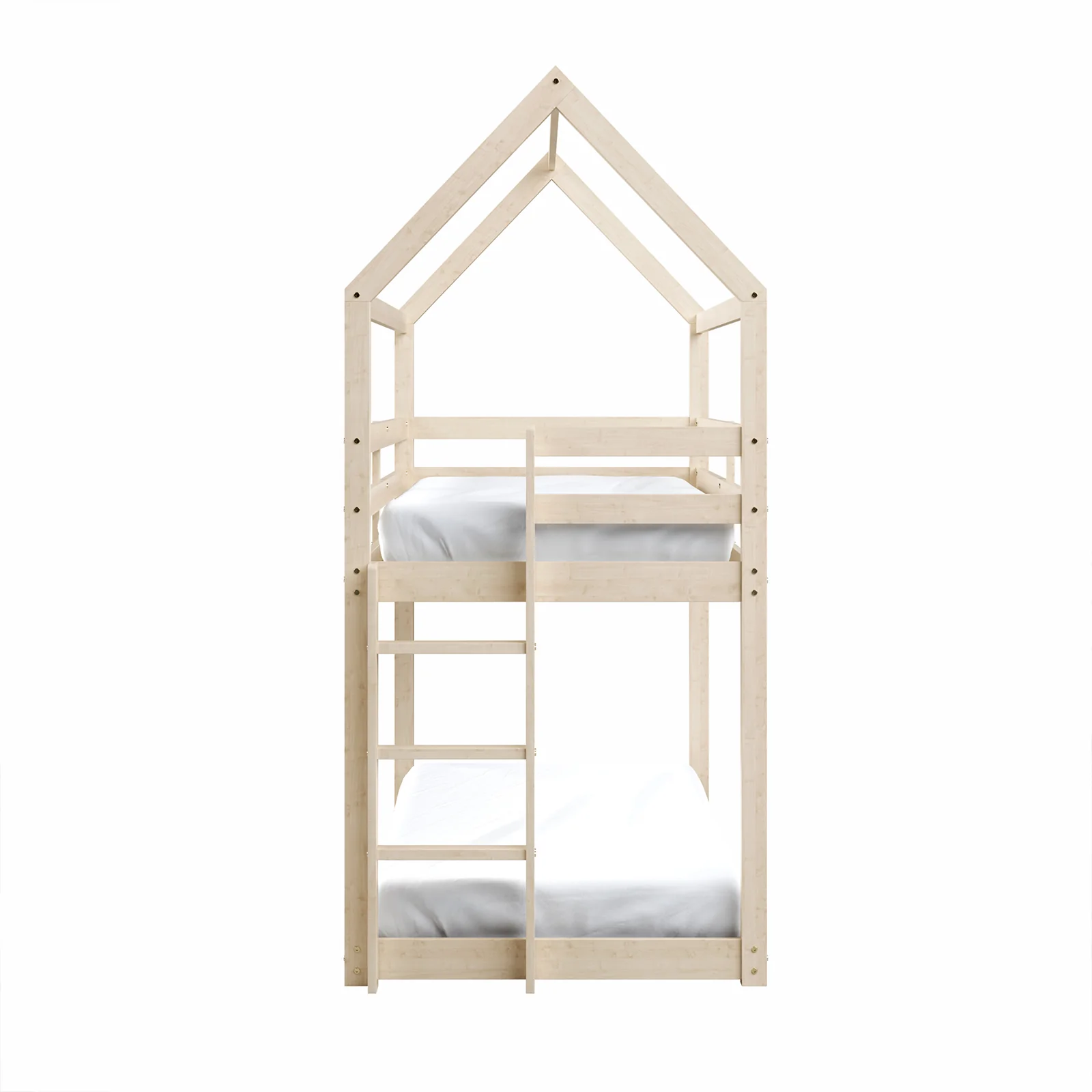 Brook Kids Solid Wood House Shape Twin Bunk Bed in Natural - Image 5