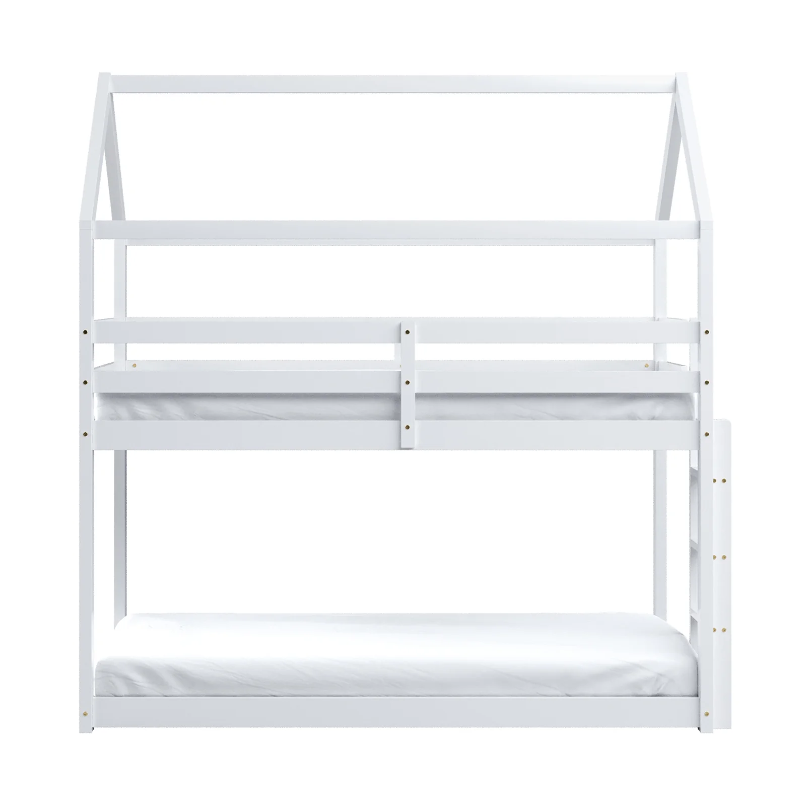 Brook Kids Solid Wood House Shape Twin Bunk Bed in White - Image 5