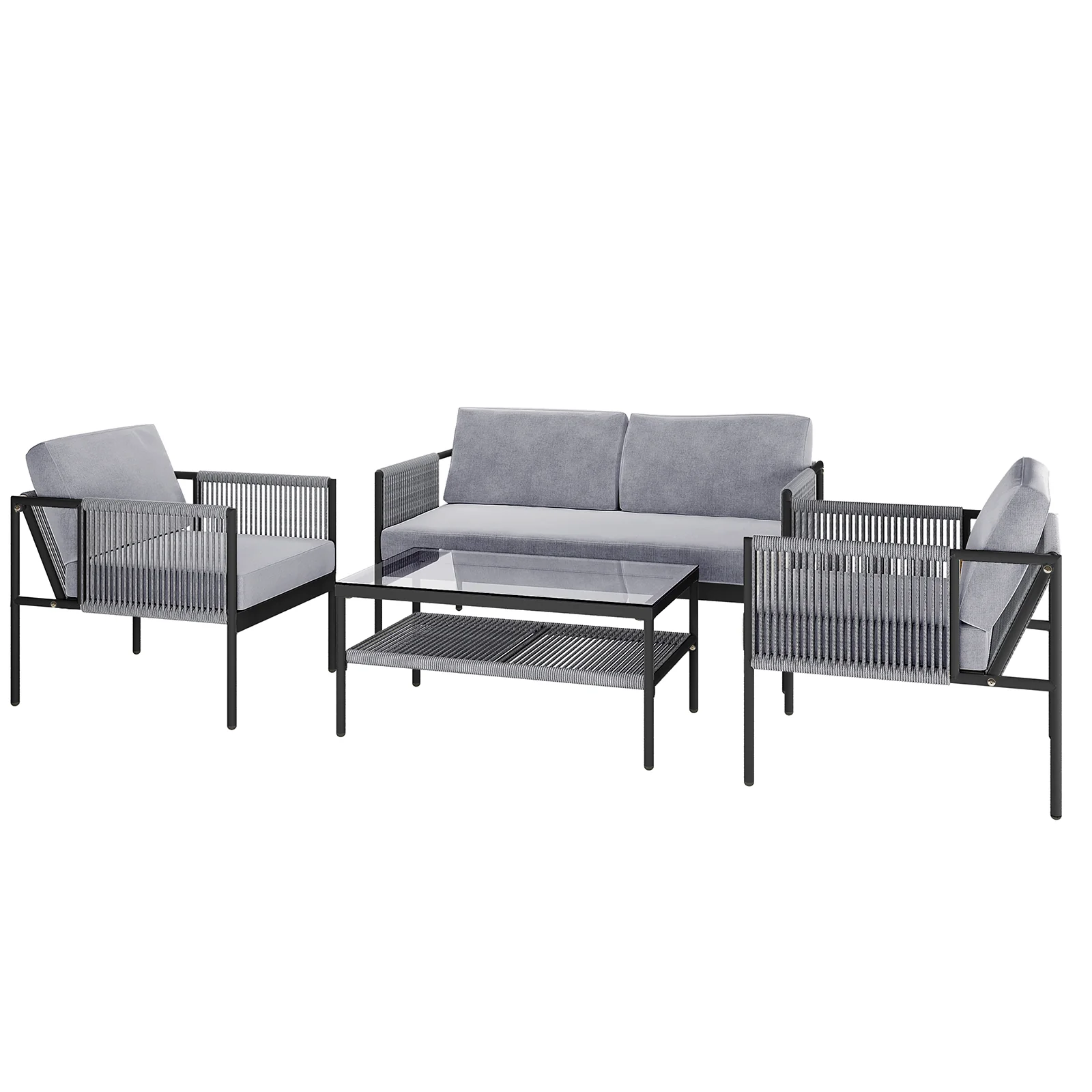 Brujas 4 Seater Wicker Outdoor Lounge Set in Grey