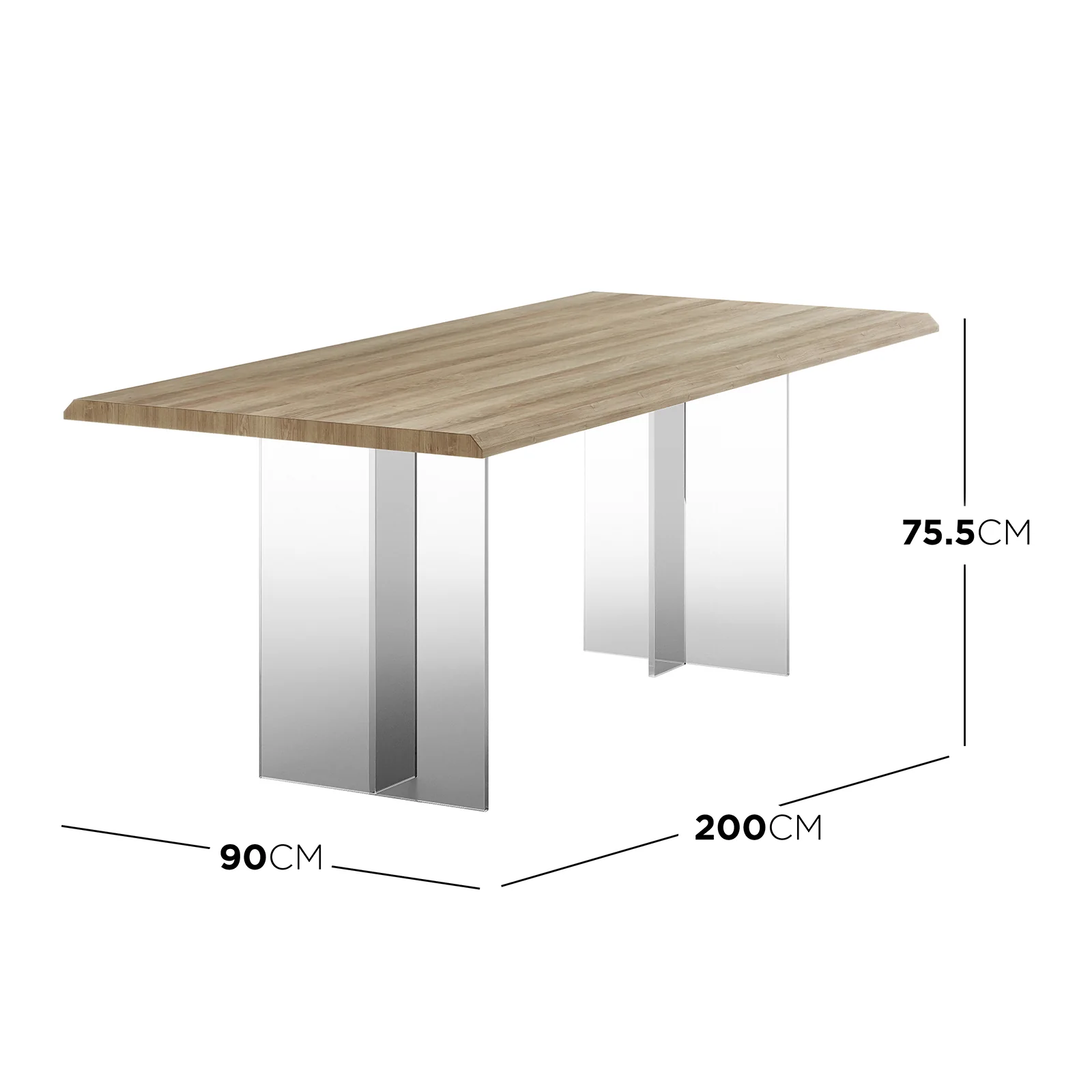 Bruno 200cm Acrylic Floating Dining Table in Natural - Image 3