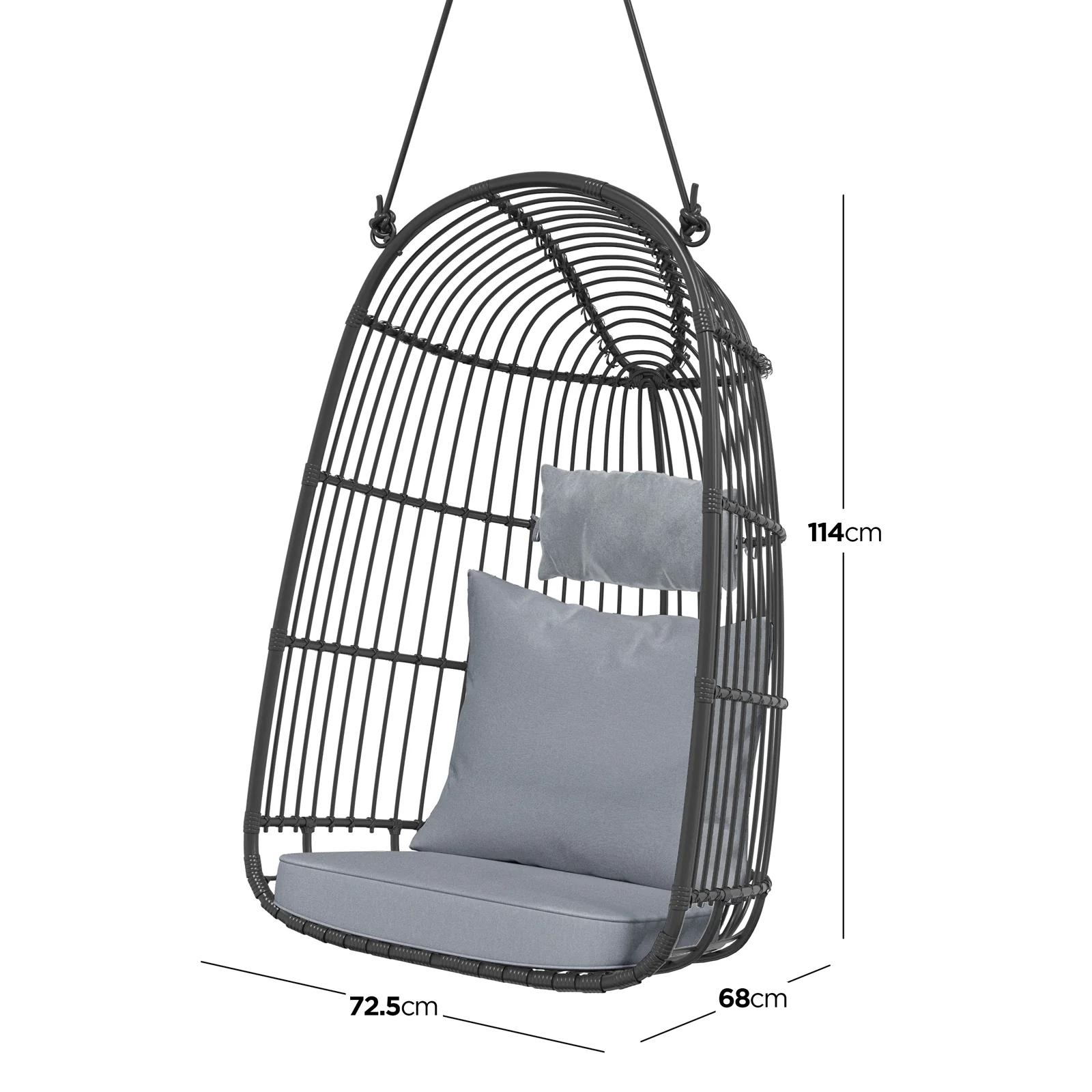 Burias Rattan Basket Outdoor Egg Chair with Rope in Black - Image 4