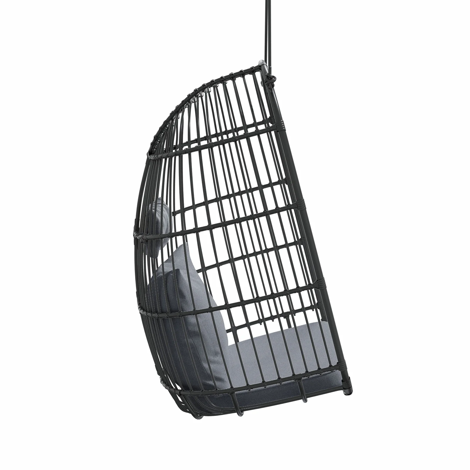 Burias Rattan Basket Outdoor Egg Chair with Rope in Black - Image 6