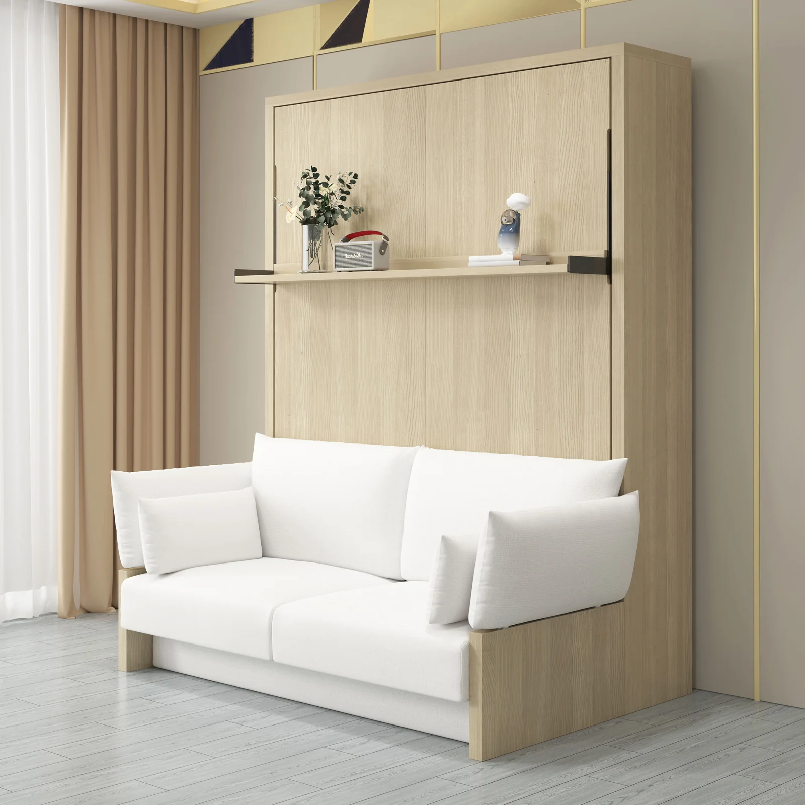 Byron & Cybele Queen Wall Bed & Mattress Package in White - Image 6