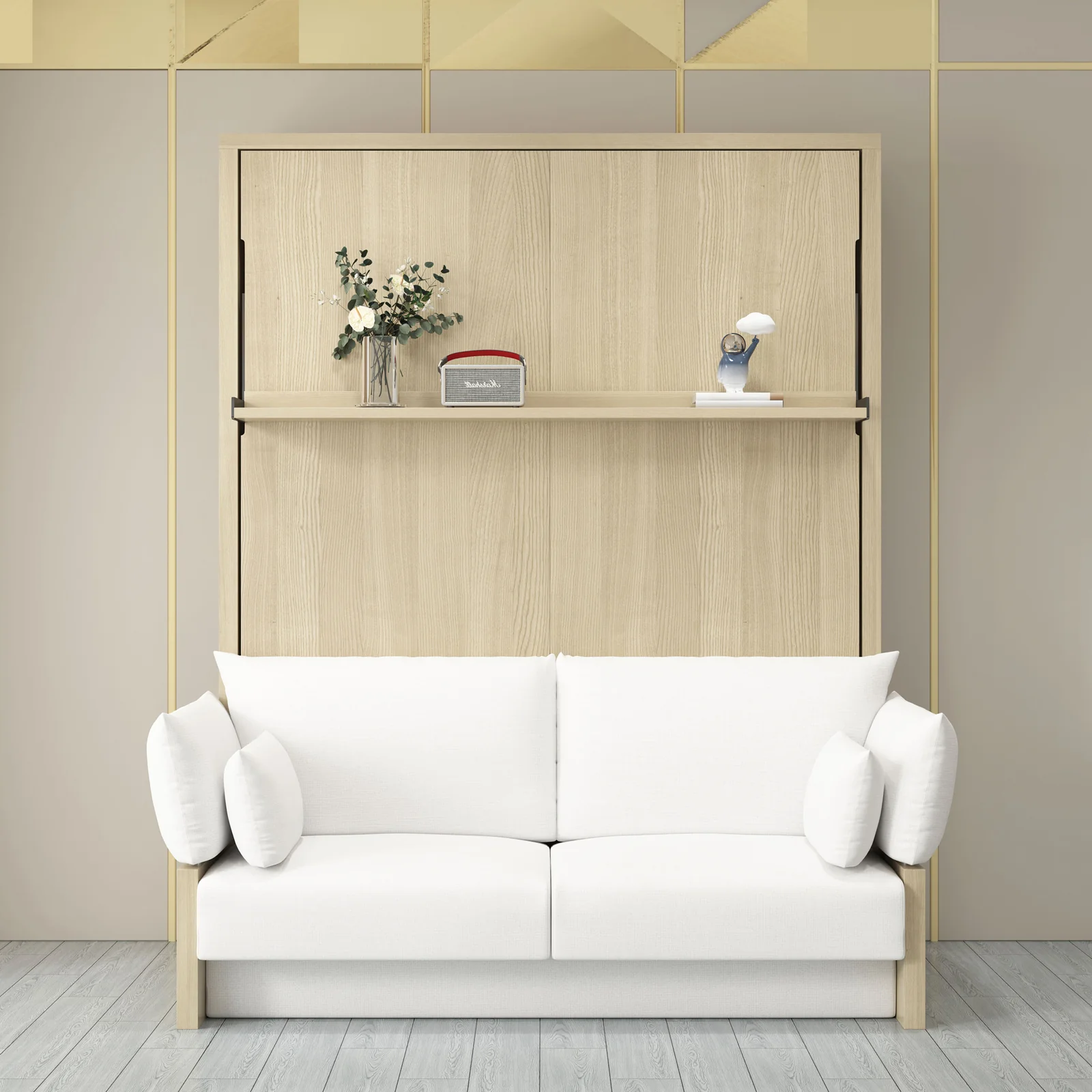 Byron & Cybele Queen Wall Bed & Mattress Package in White - Image 7
