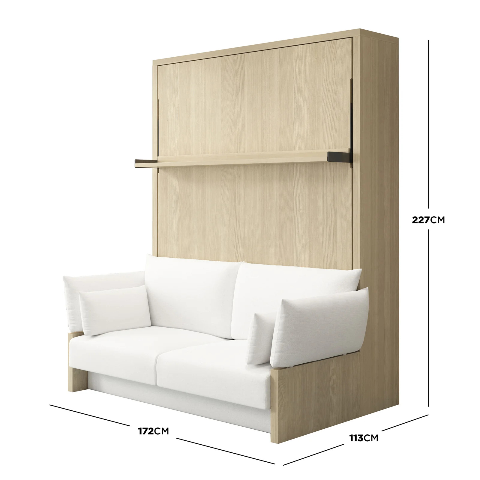 Byron Queen 2-in-1 Foldout Wall Bed & Sofa in White - Image 3