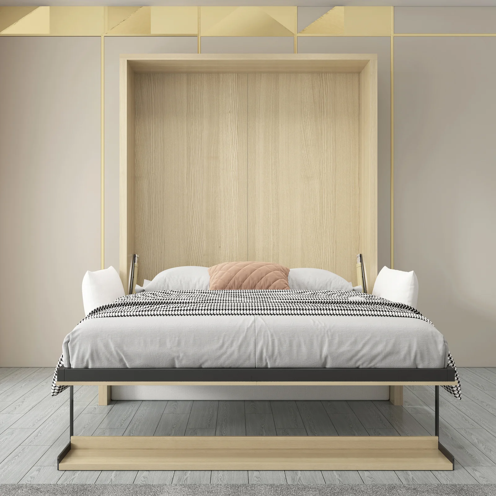 Byron Queen 2-in-1 Foldout Wall Bed & Sofa in White - Image 4