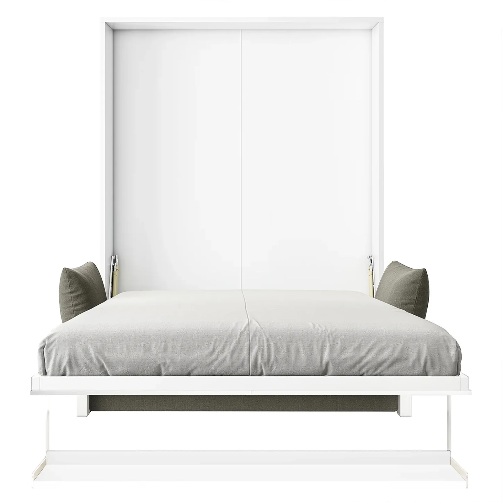 Byron Queen Murphy Bed with Mattress in White & Grey - Image 10