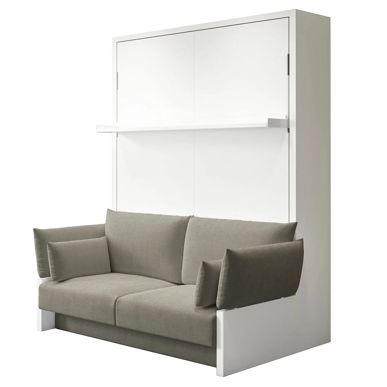 Byron Queen Murphy Bed with Mattress in White & Grey - Image 7