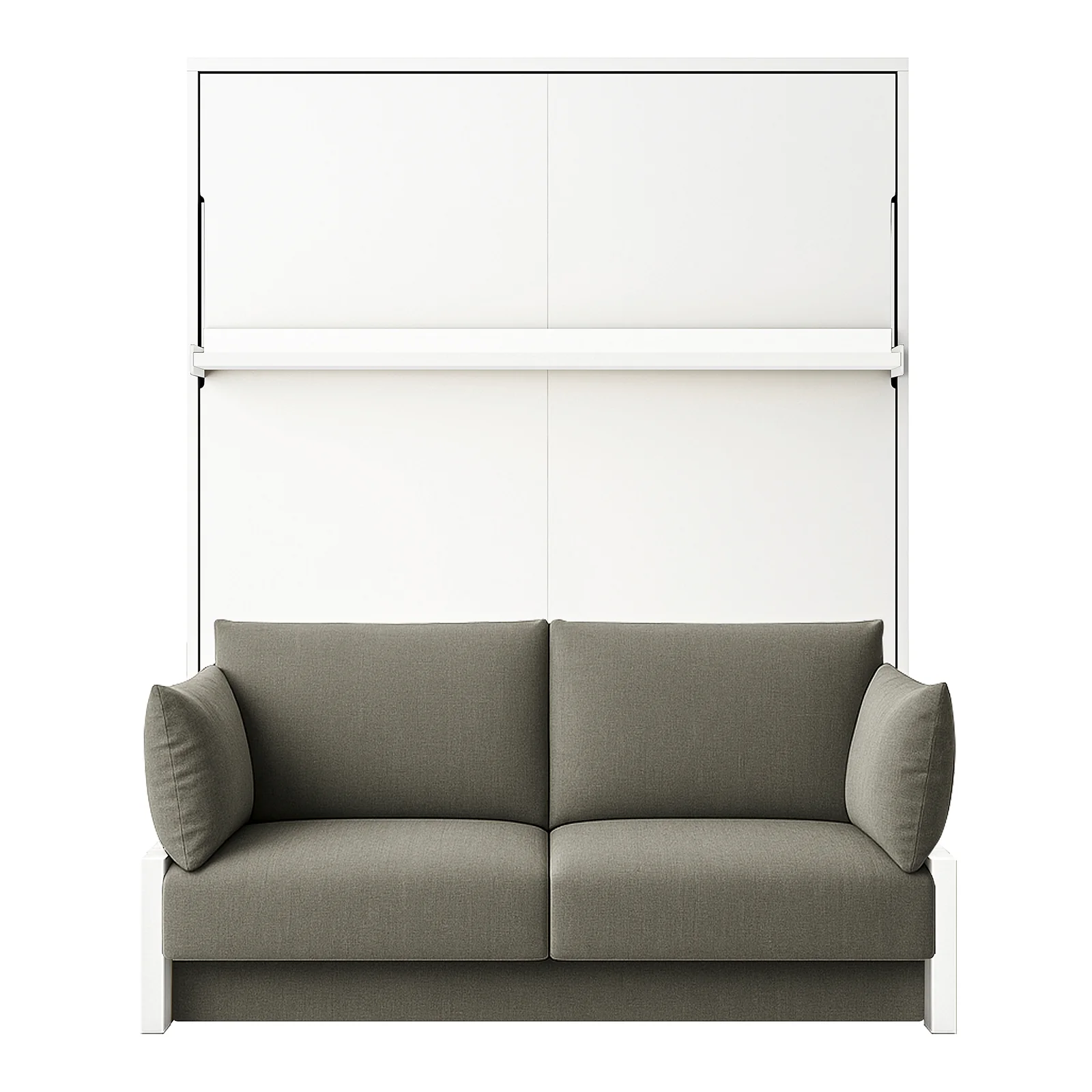 Byron Queen 2-in-1 Foldout Wall Bed & Sofa in White & Grey - Image 7