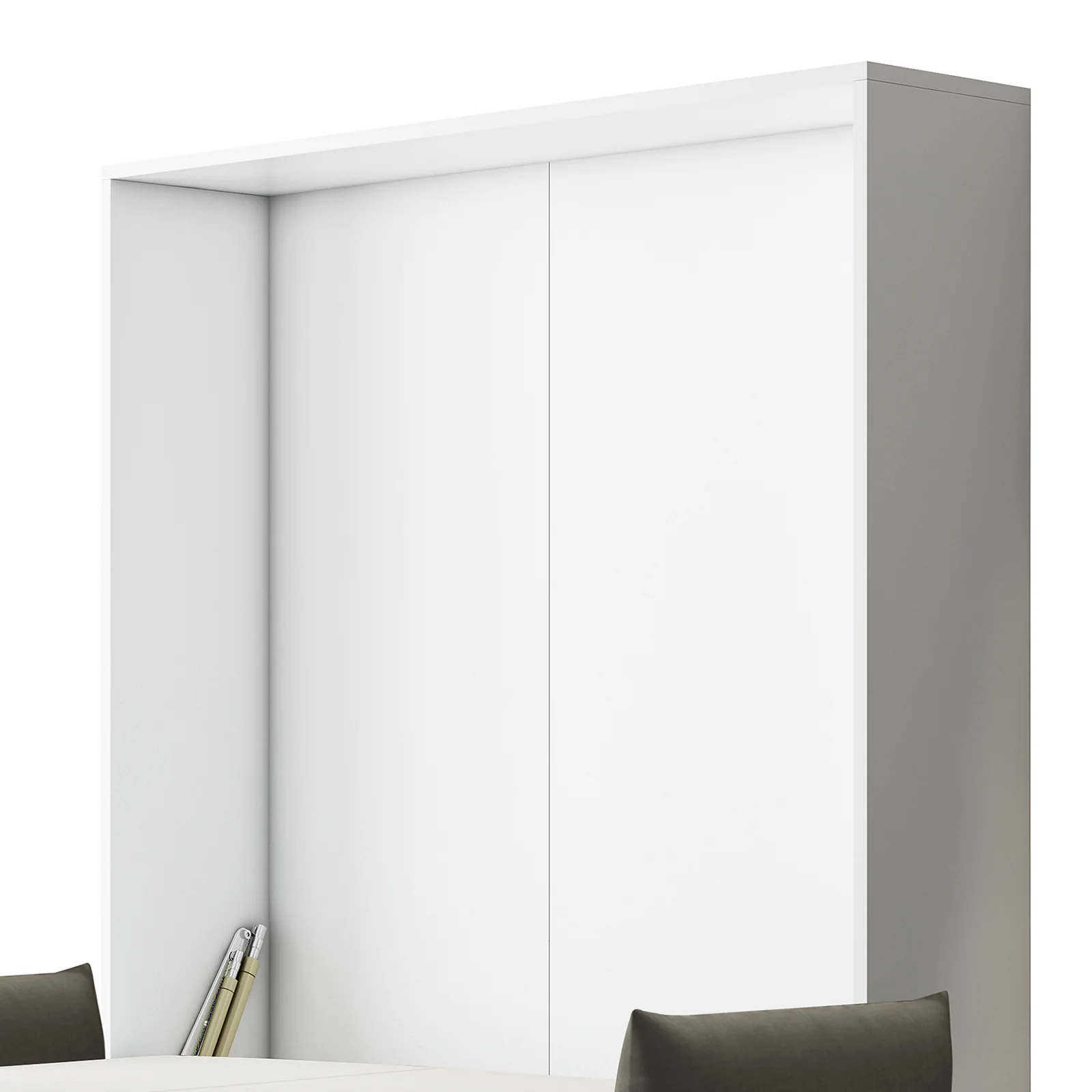 Byron Queen 2-in-1 Foldout Wall Bed & Sofa in White & Grey - Image 8