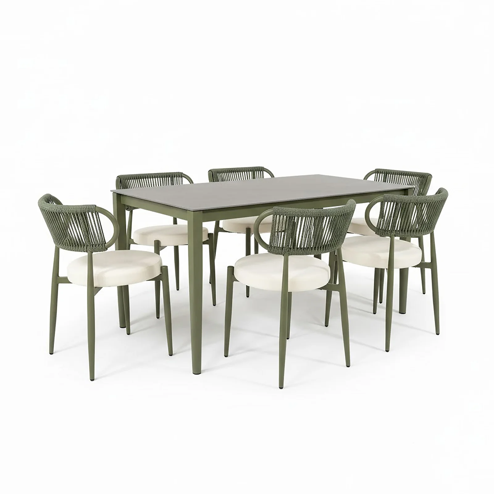 Cabria 7 Piece Sintered Stone Outdoor Dining Set in Green