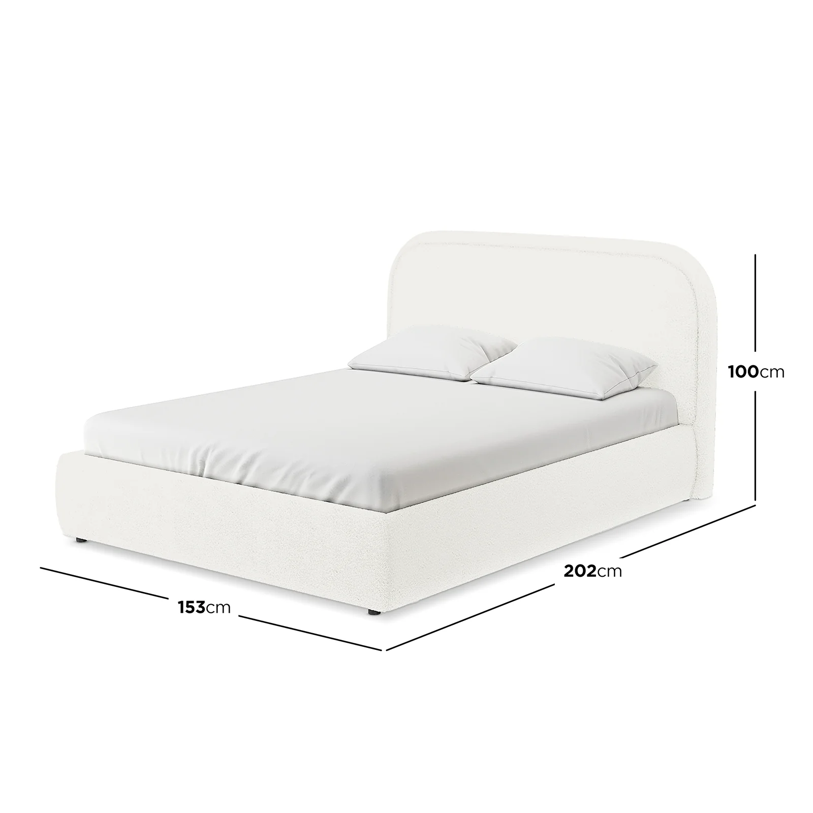 Calix Double Boucle Bed Frame in Cream White - Image 3