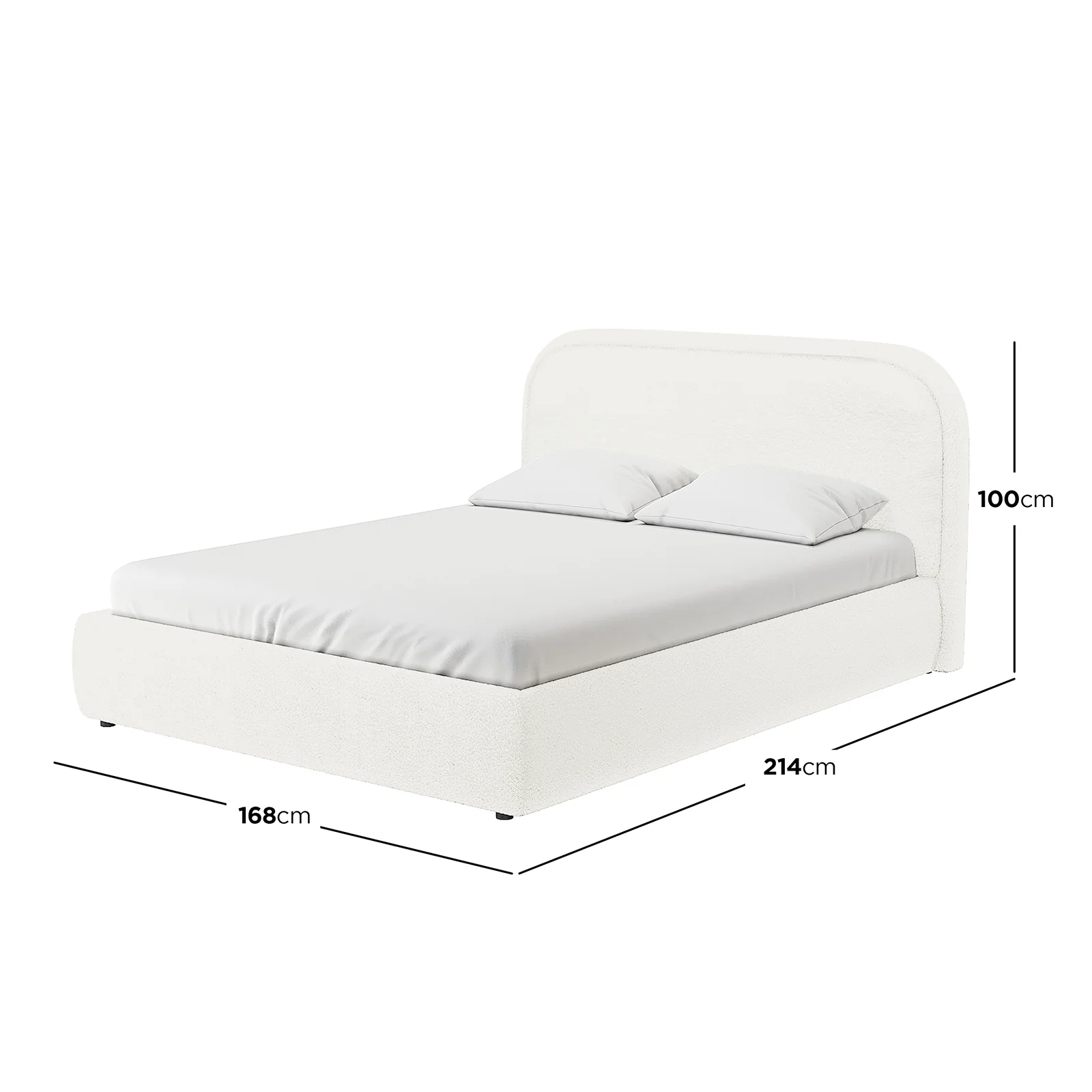 Calix Queen Boucle Bed Frame in Cream White - Image 3