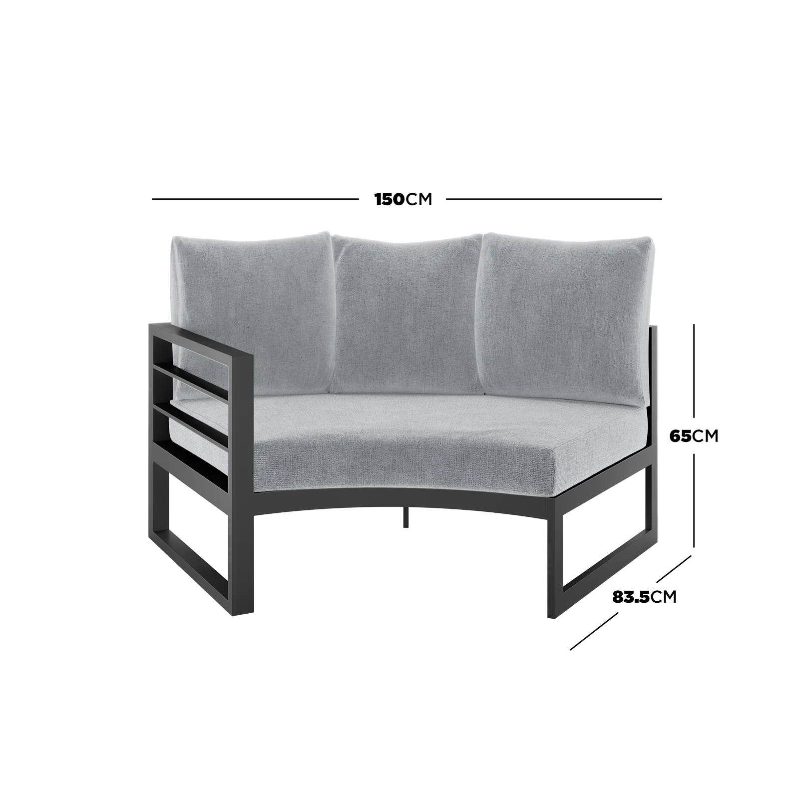 Callanna 5 Seater Curved Outdoor Lounge Set in Dark Grey - Image 8