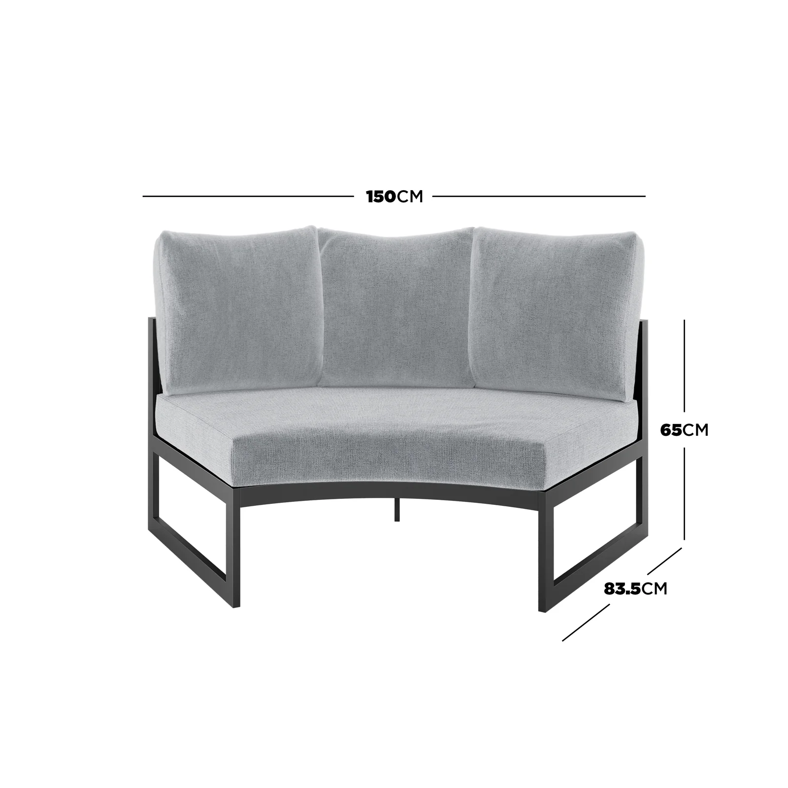 Callanna 5 Seater Curved Outdoor Lounge Set in Dark Grey - Image 9