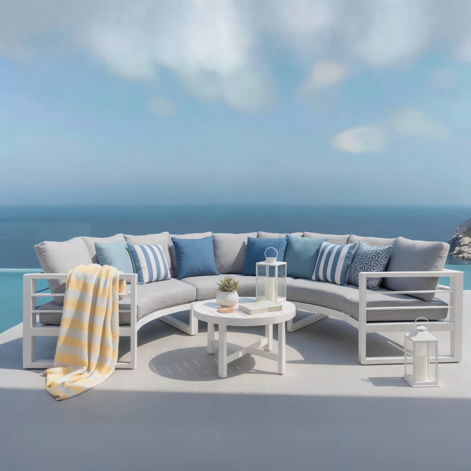 Callanna 5 Seater Round Outdoor Lounge Set in White - Image 2