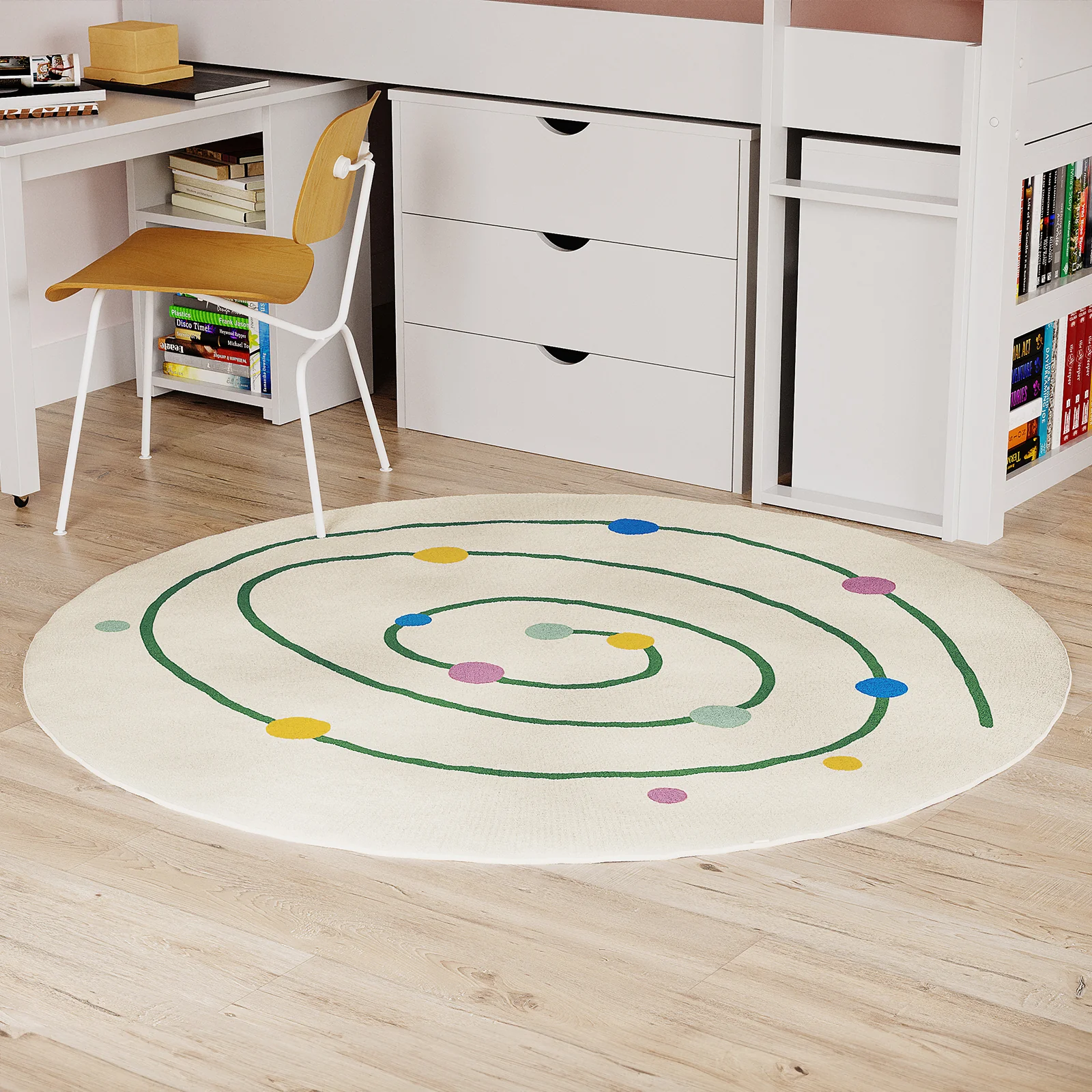 Callista 160cm Kids Round Colourful Spot Indoor Floor Rug - Image 2