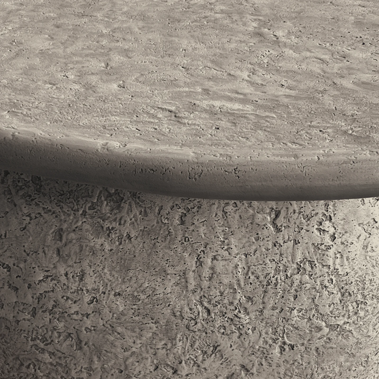 Cam Textured Round Outdoor Concrete Coffee Table in Stone - Image 13