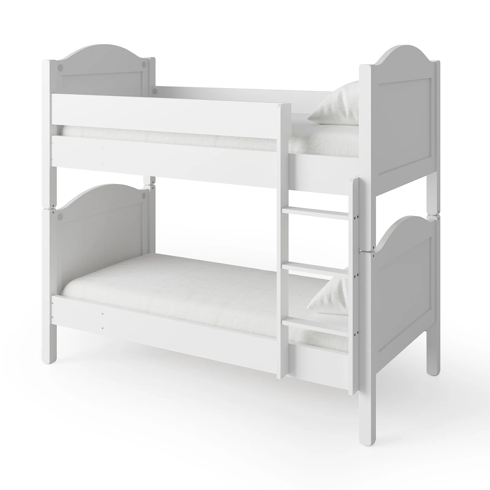 Camira Single Solid Wood Arched Twin Bunk Bed in White