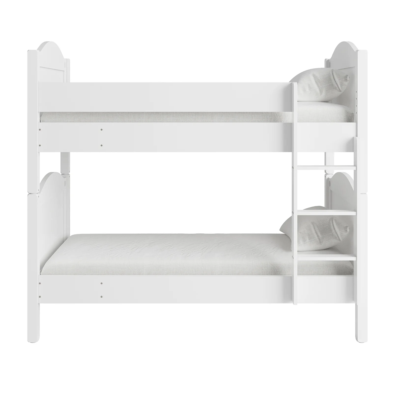 Camira Single Solid Wood Arched Twin Bunk Bed in White - Image 4