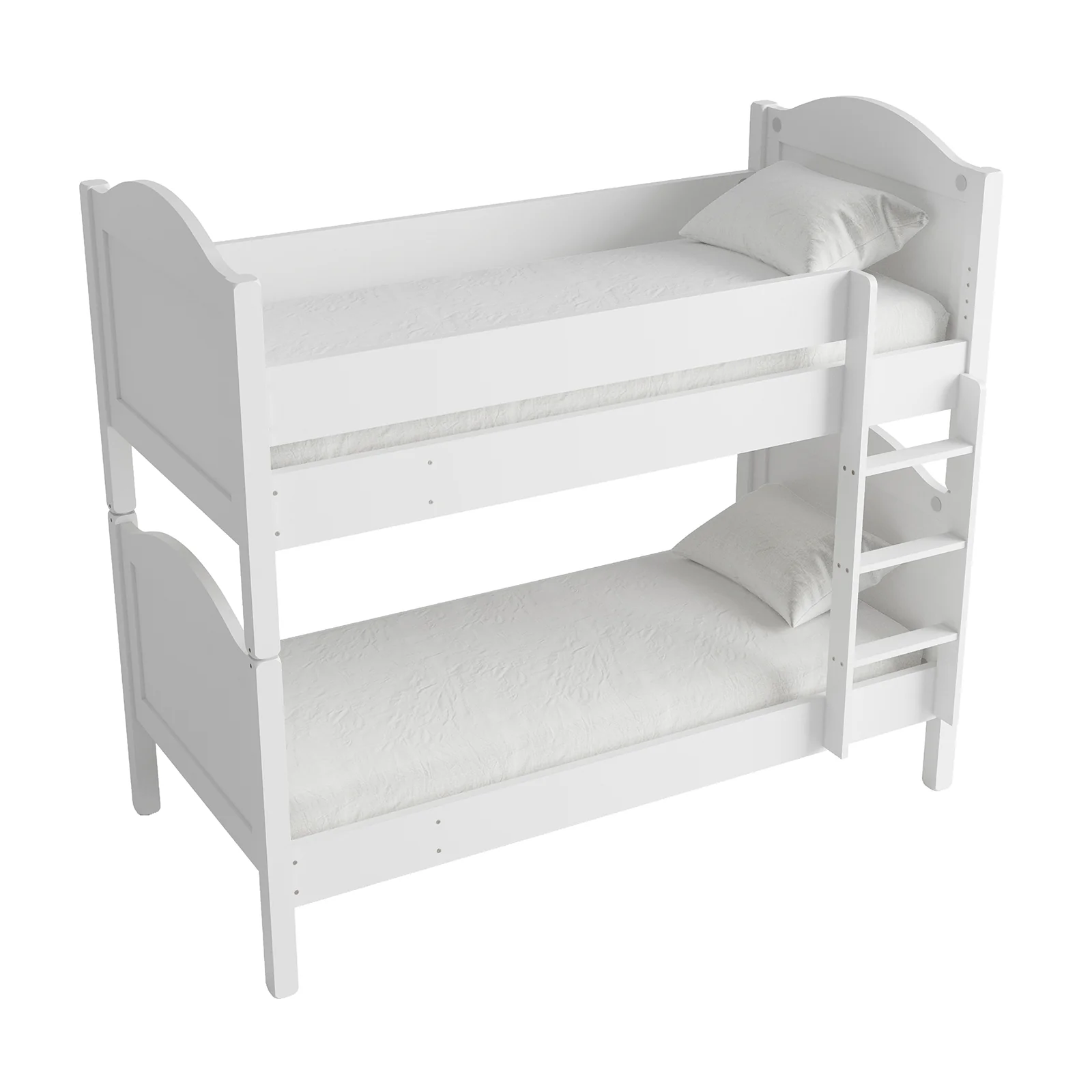 Camira Single Solid Wood Arched Twin Bunk Bed in White - Image 5
